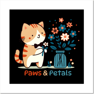 Paws and Petals | Cute Kitty Cat collecting Flowers | Kawaii Kitty Cat Lover Posters and Art